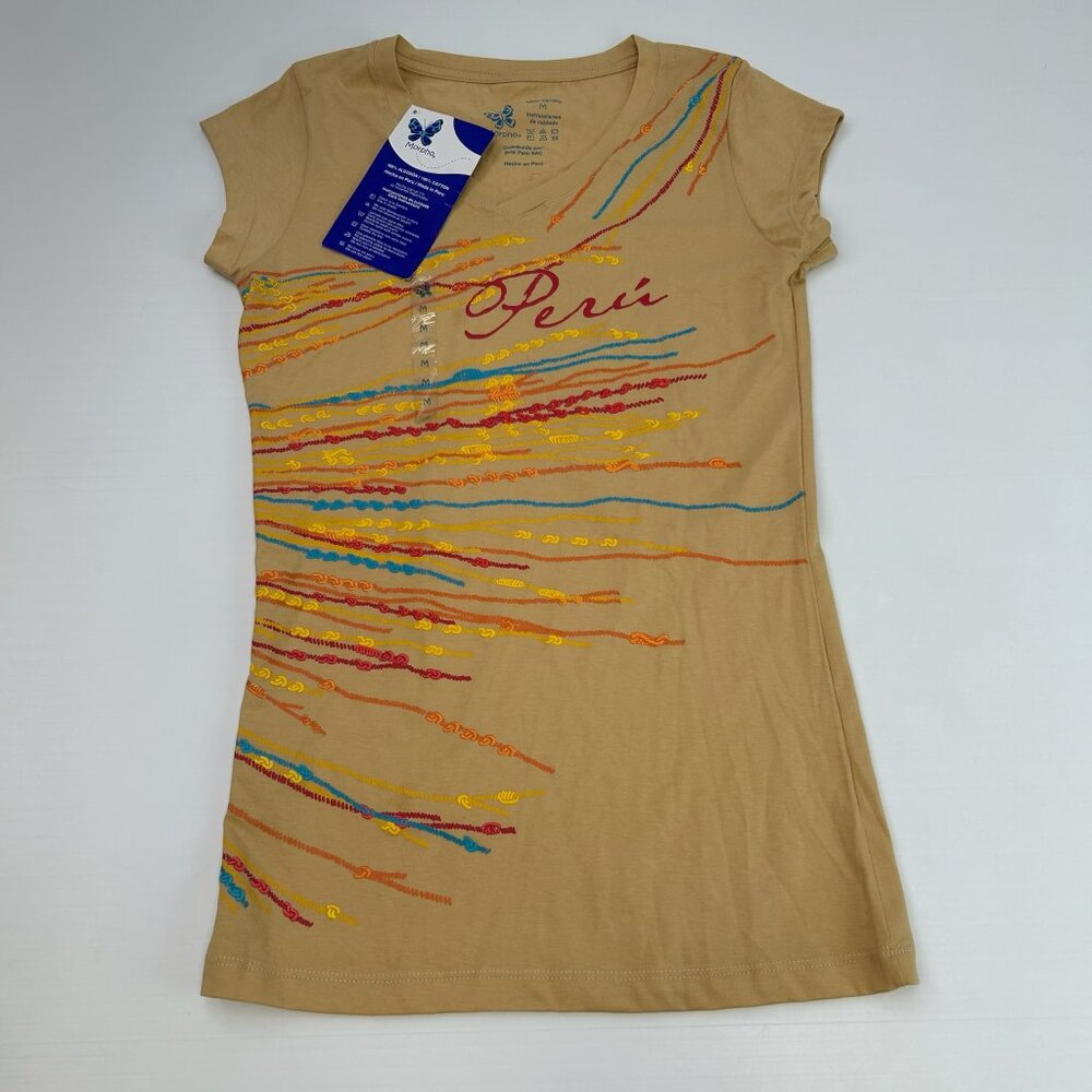 Morpho Shirt Women Medium Peru V Neck Top Lightweight Festival Travel Hype Core
